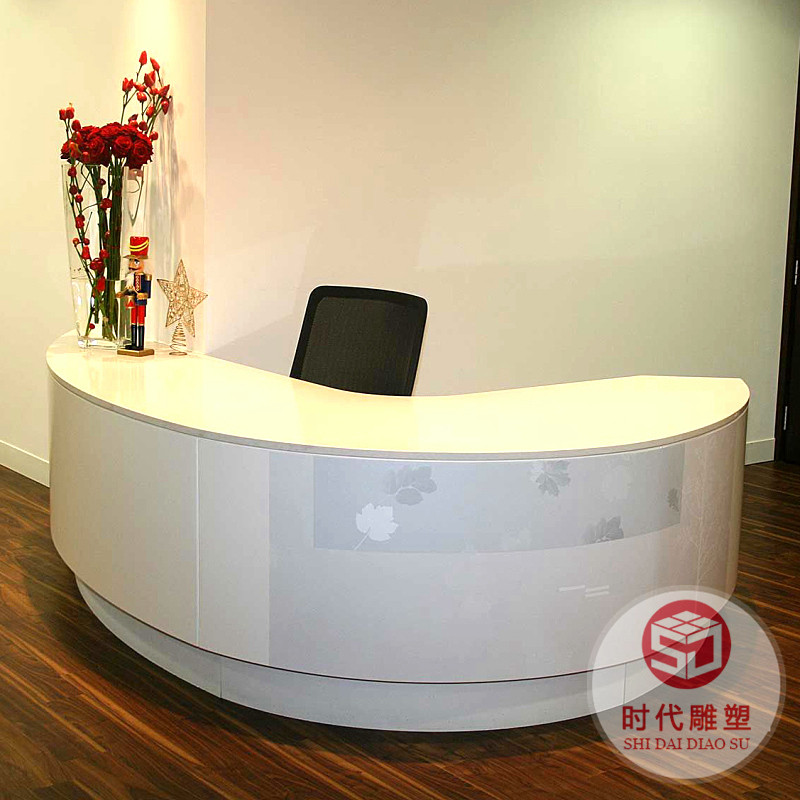 公司前臺(tái)接待臺(tái)創(chuàng)意烤漆收銀臺(tái)醫(yī)美咨詢(xún)臺(tái)吧臺(tái)辦公桌玻璃鋼前臺(tái)