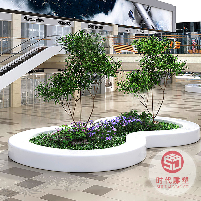 玻璃鋼樹池座椅定制戶外景觀休閑椅商場(chǎng)公共休息長(zhǎng)條等候坐凳花壇