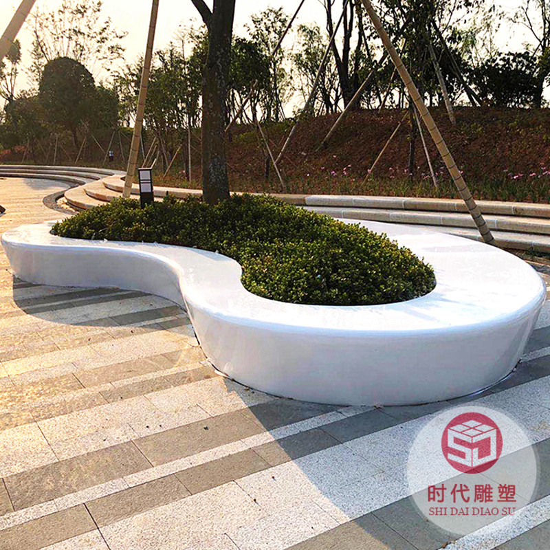 戶外玻璃鋼座椅公園廣場(chǎng)休息區(qū)異形長(zhǎng)條坐凳園林景觀大型花壇樹(shù)池