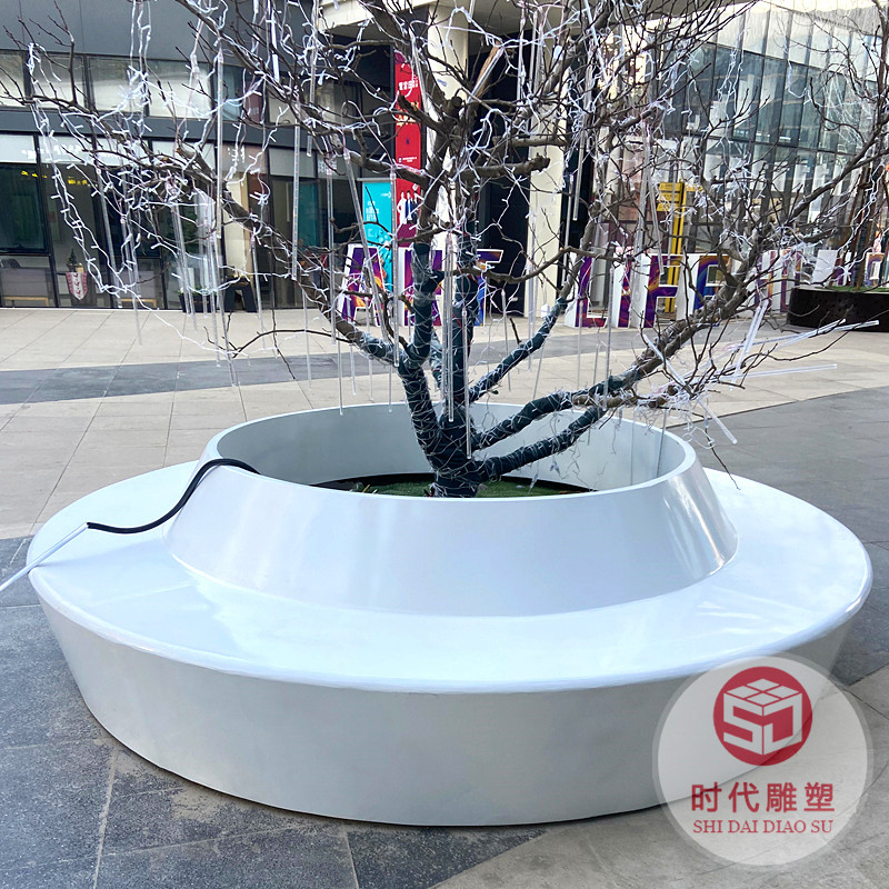 玻璃鋼樹(shù)池坐凳商場(chǎng)花池弧形休閑椅種植池大花壇戶外花盆座椅定制