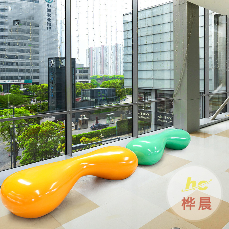 玻璃鋼休閑椅創(chuàng)意水滴造型花盆座椅組合商場座椅機(jī)場公共區(qū)休息椅