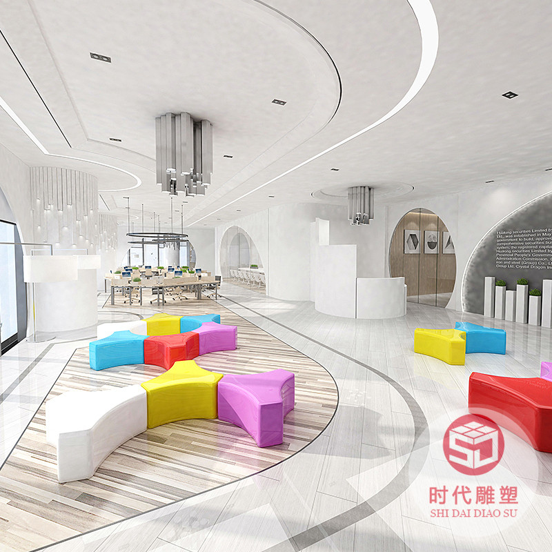 玻璃鋼休閑椅子商場(chǎng)美陳休息區(qū)水滴花盆座椅戶外公園異形坐凳定制