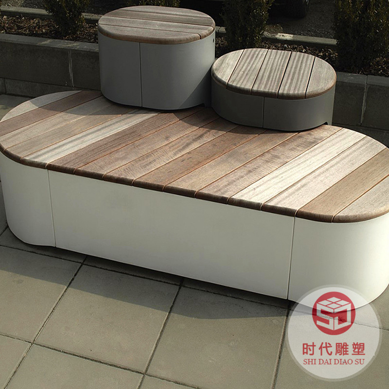 商場(chǎng)休閑座椅創(chuàng)意美陳玻璃鋼花盆座椅組合環(huán)形坐凳休息等候椅定制